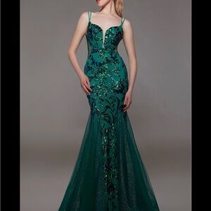 Alyce Paris Green Embellished Prom Dress